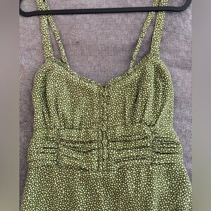 XS green polka dot Abercrombie mini dress